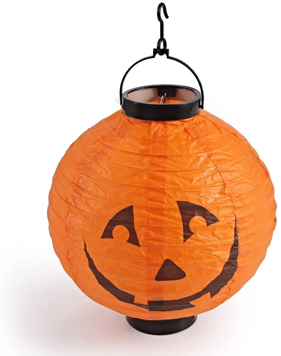 10in Paper Lanterns with LED Light and Different Styles, 8 Pack