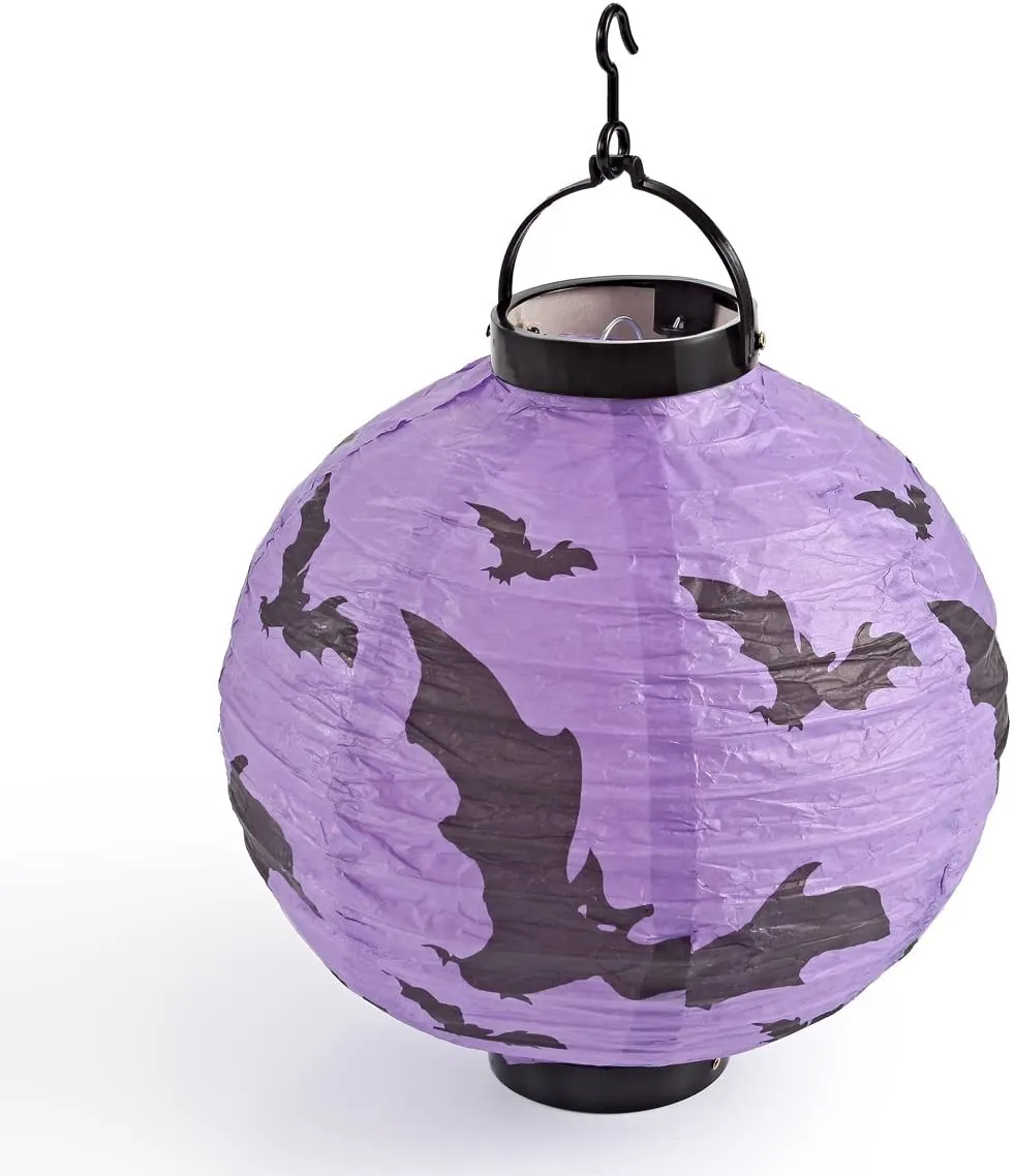 10in Paper Lanterns with LED Light and Different Styles, 8 Pack