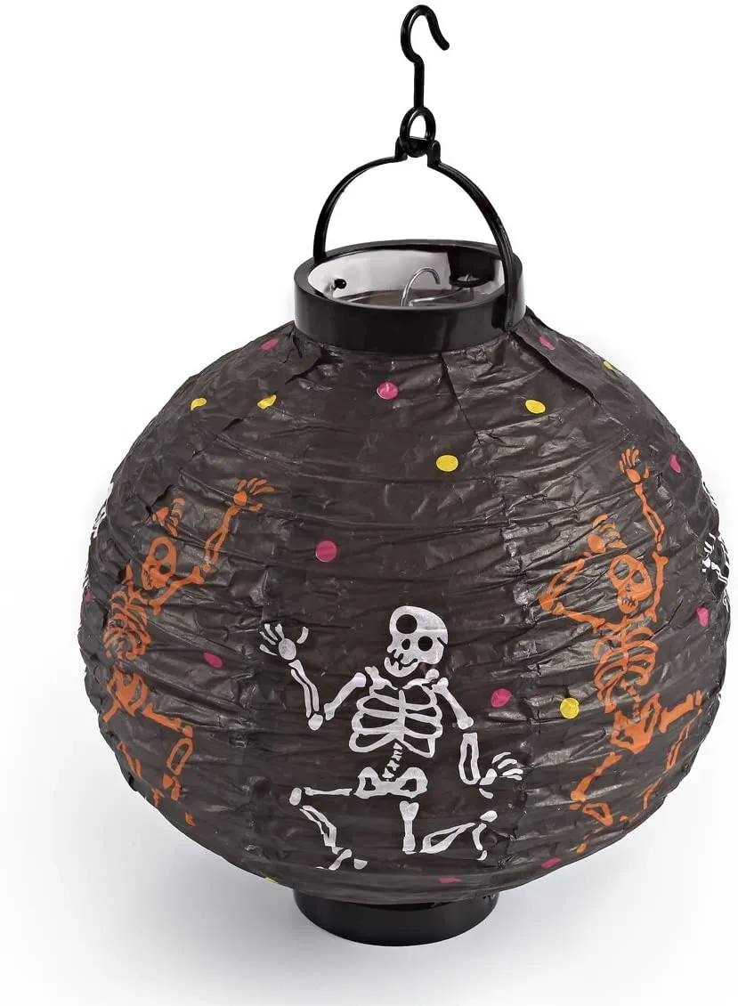 10in Paper Lanterns with LED Light and Different Styles, 8 Pack