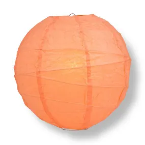 12 PACK | 12"  Peach / Orange Coral Crisscross Ribbing, Hanging Paper Lantern Combo Set