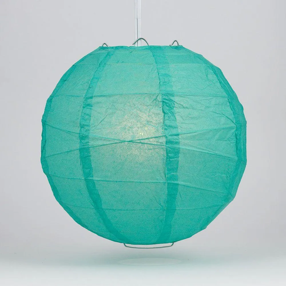 12 PACK | 12"  Teal Green Crisscross Ribbing, Hanging Paper Lantern Combo Set