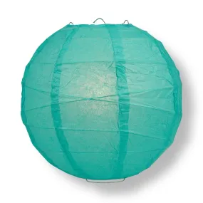 12 PACK | 12"  Teal Green Crisscross Ribbing, Hanging Paper Lantern Combo Set