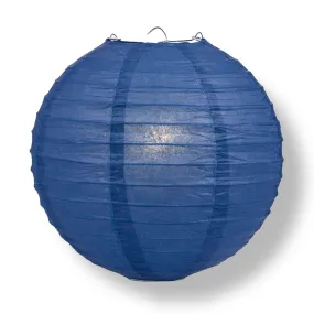 14" Navy Blue Round Paper Lantern, Even Ribbing, Chinese Hanging Wedding & Party Decoration