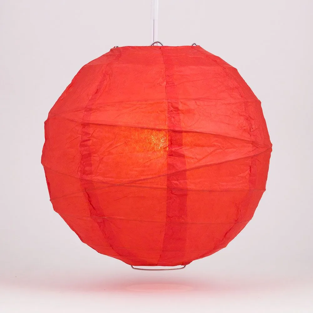 14" Red Round Paper Lantern, Crisscross Ribbing, Chinese Hanging Wedding & Party Decoration