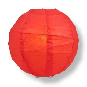 14" Red Round Paper Lantern, Crisscross Ribbing, Chinese Hanging Wedding & Party Decoration