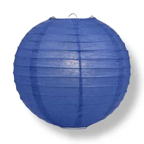 16" Dark Blue Round Paper Lantern, Even Ribbing, Chinese Hanging Wedding & Party Decoration