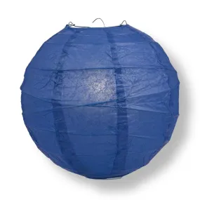 16" Navy Blue Round Paper Lantern, Crisscross Ribbing, Chinese Hanging Wedding & Party Decoration