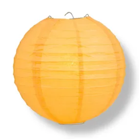 16" Papaya Round Paper Lantern, Even Ribbing, Chinese Hanging Wedding & Party Decoration