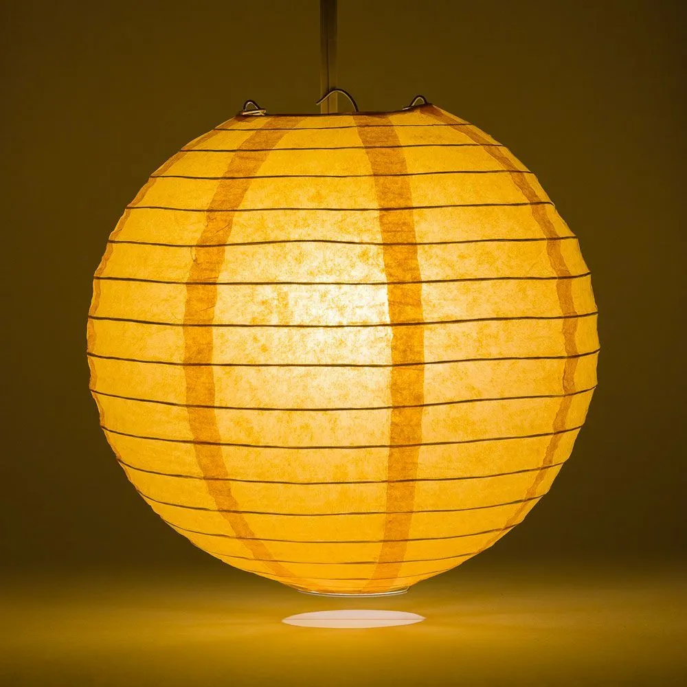 16" Papaya Round Paper Lantern, Even Ribbing, Chinese Hanging Wedding & Party Decoration