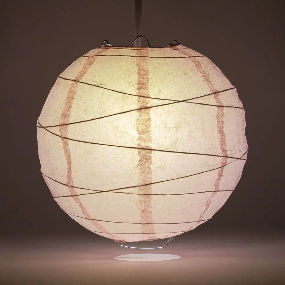 16" Rose Quartz Pink Round Paper Lantern, Crisscross Ribbing, Chinese Hanging Wedding & Party Decoration