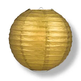 20" Gold Round Paper Lantern, Even Ribbing, Chinese Hanging Wedding & Party Decoration