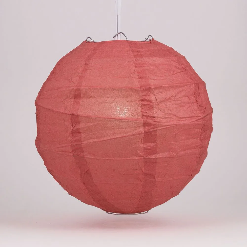 20" Marsala / Burgundy Wine Round Paper Lantern, Crisscross Ribbing, Chinese Hanging Wedding & Party Decoration