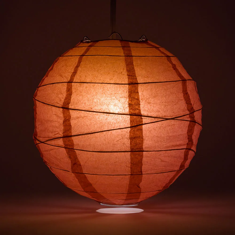 20" Marsala / Burgundy Wine Round Paper Lantern, Crisscross Ribbing, Chinese Hanging Wedding & Party Decoration