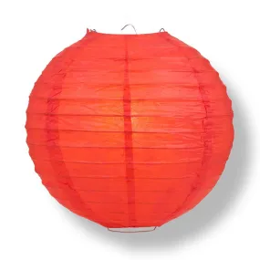 24" Red Round Paper Lantern, Even Ribbing, Chinese Hanging Wedding & Party Decoration