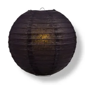 30" Black Jumbo Round Paper Lanterns, Even Ribbing, Chinese Hanging Wedding & Party Decoration