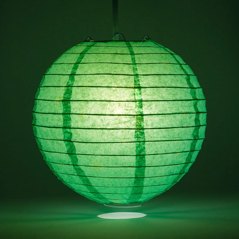 30" Emerald Green Jumbo Round Paper Lanterns, Even Ribbing (Value Packs)