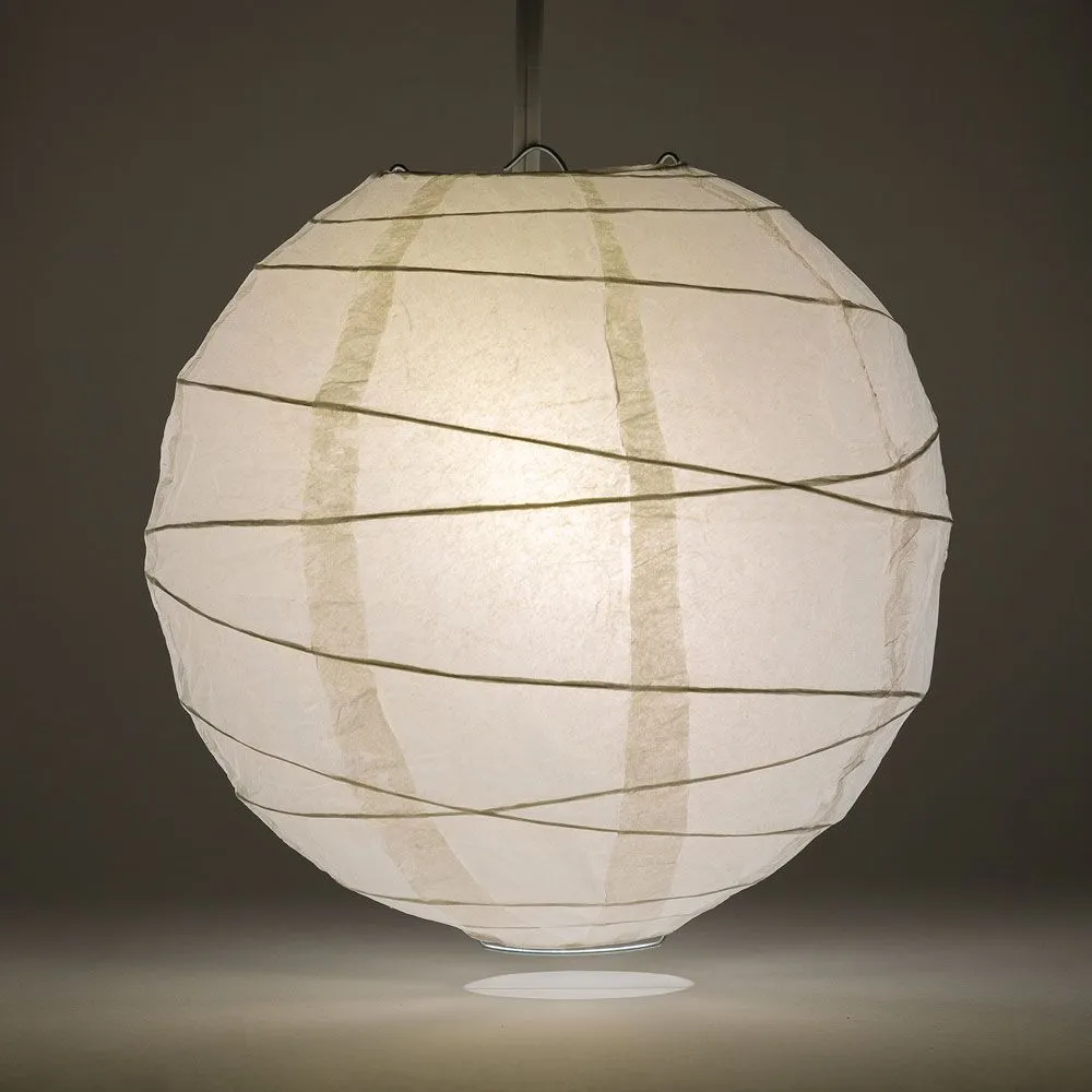 30" White Jumbo Round Paper Lanterns, Crisscross Ribbing (Value Packs)