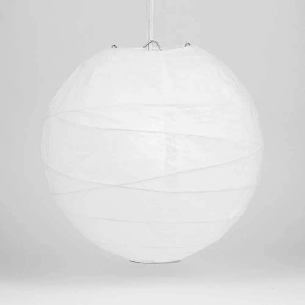 30" White Jumbo Round Paper Lanterns, Crisscross Ribbing (Value Packs)