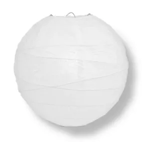 30" White Jumbo Round Paper Lanterns, Crisscross Ribbing (Value Packs)