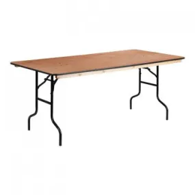 36'' X 72'' RECTANGULAR WOOD FOLDING BANQUET TABLE WITH CLEAR COATED FINISHED TOP [XA-3672-P-GG]