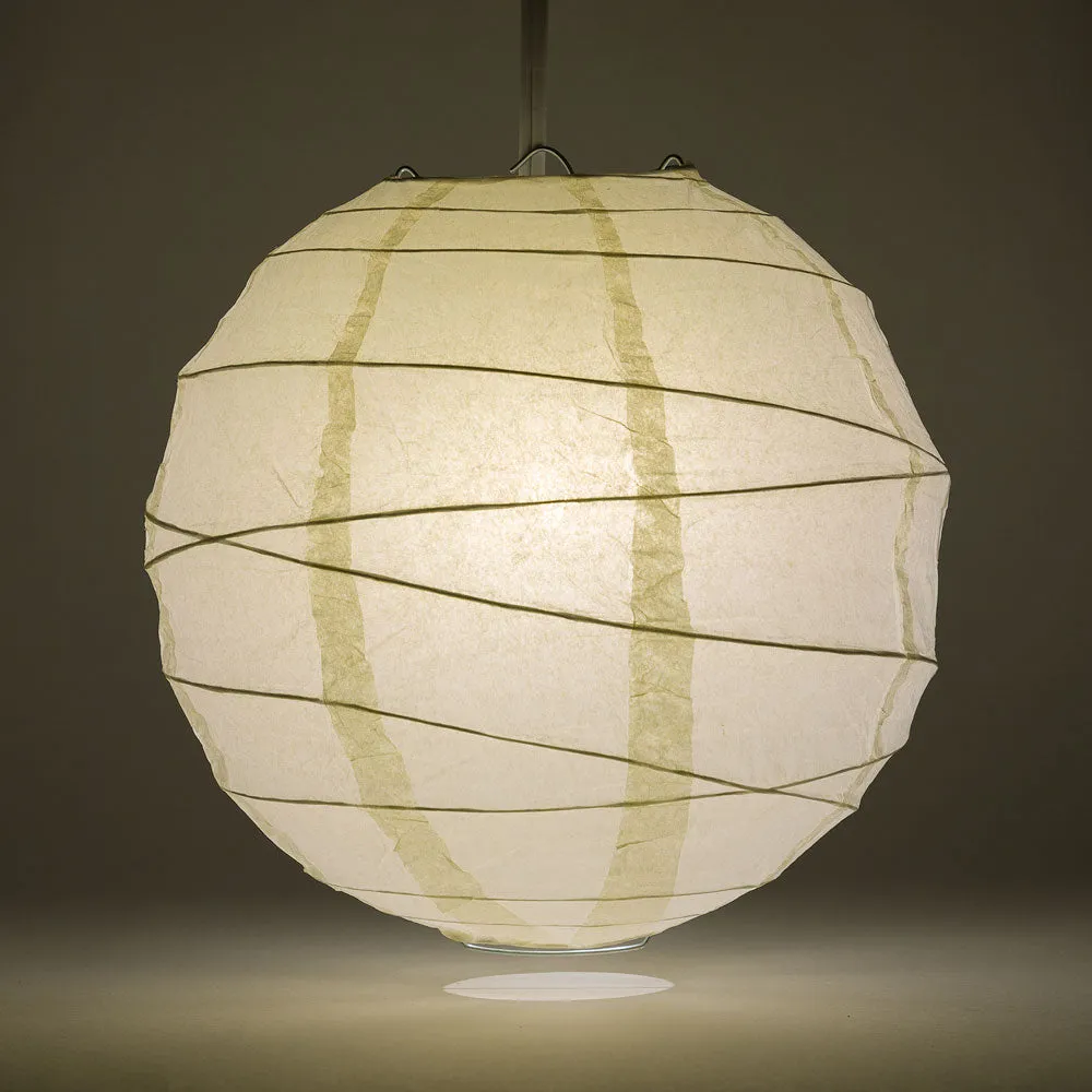 36" Beige / Ivory Jumbo Round Paper Lanterns, Crisscross Ribbing, Chinese Hanging Wedding & Party Decoration