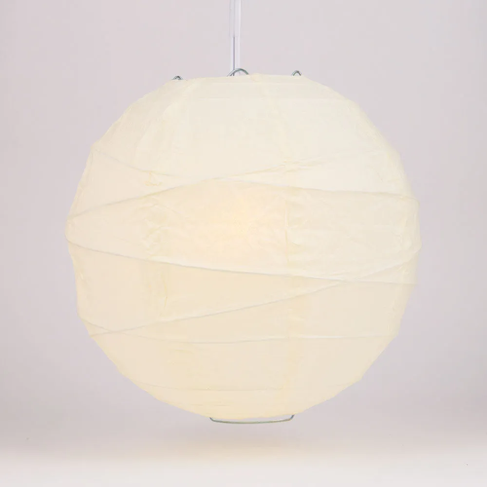 36" Beige / Ivory Jumbo Round Paper Lanterns, Crisscross Ribbing, Chinese Hanging Wedding & Party Decoration