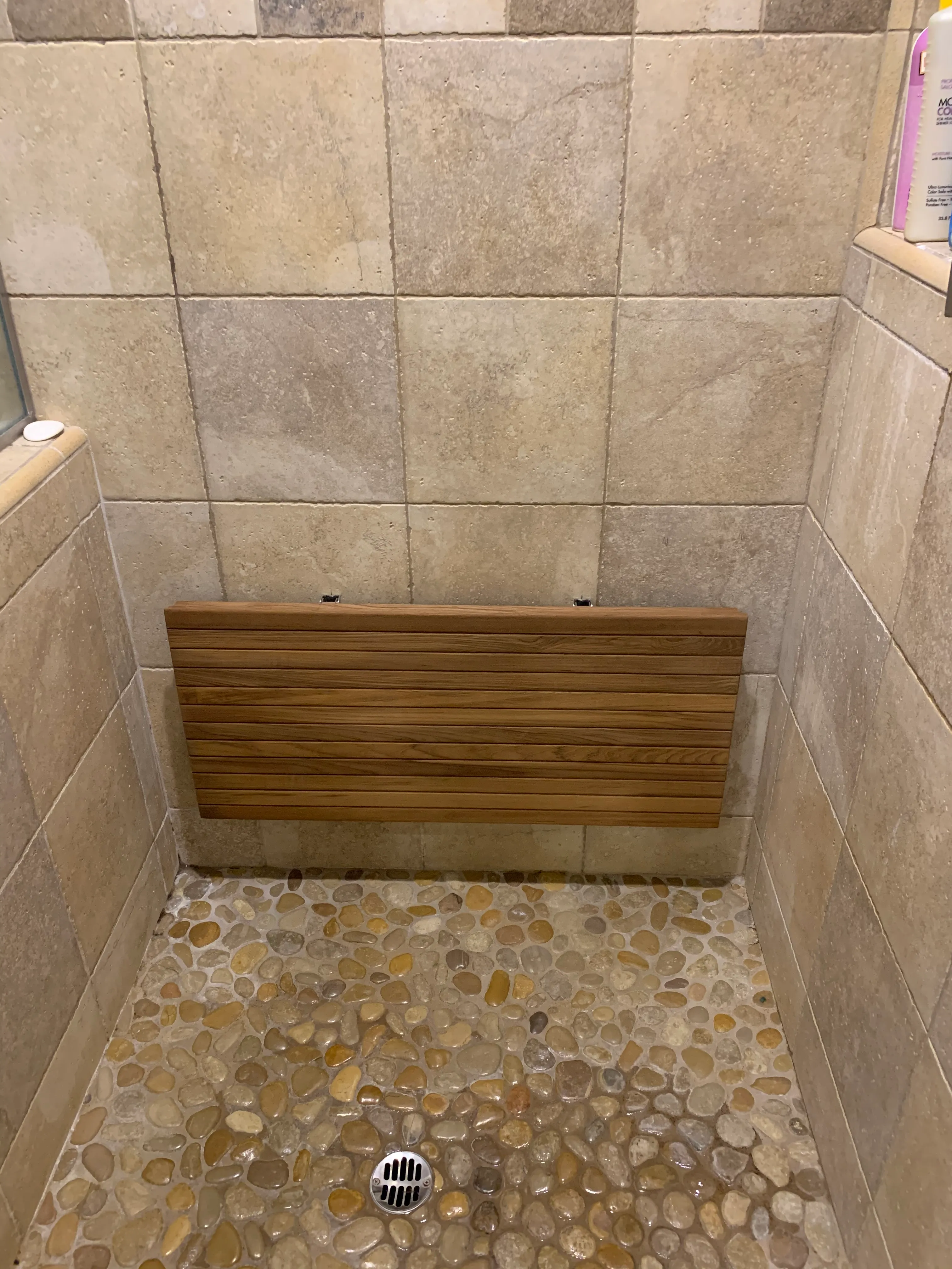 36"W x 16.5"D Heavy Duty Wall Mount Fold Down Teak Shower Seat Burmese