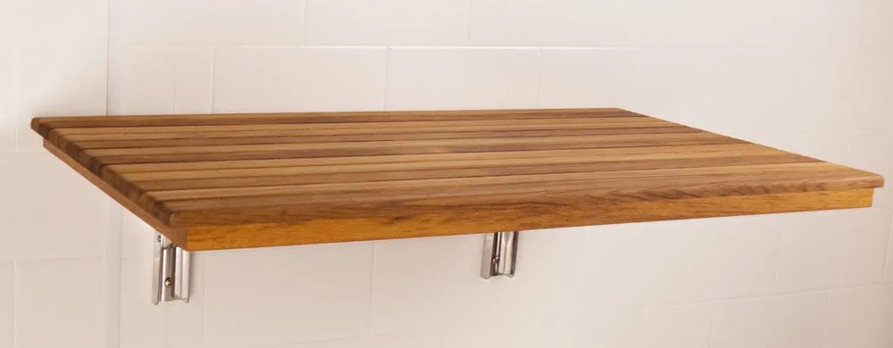 36"W x 16.5"D Heavy Duty Wall Mount Fold Down Teak Shower Seat Burmese