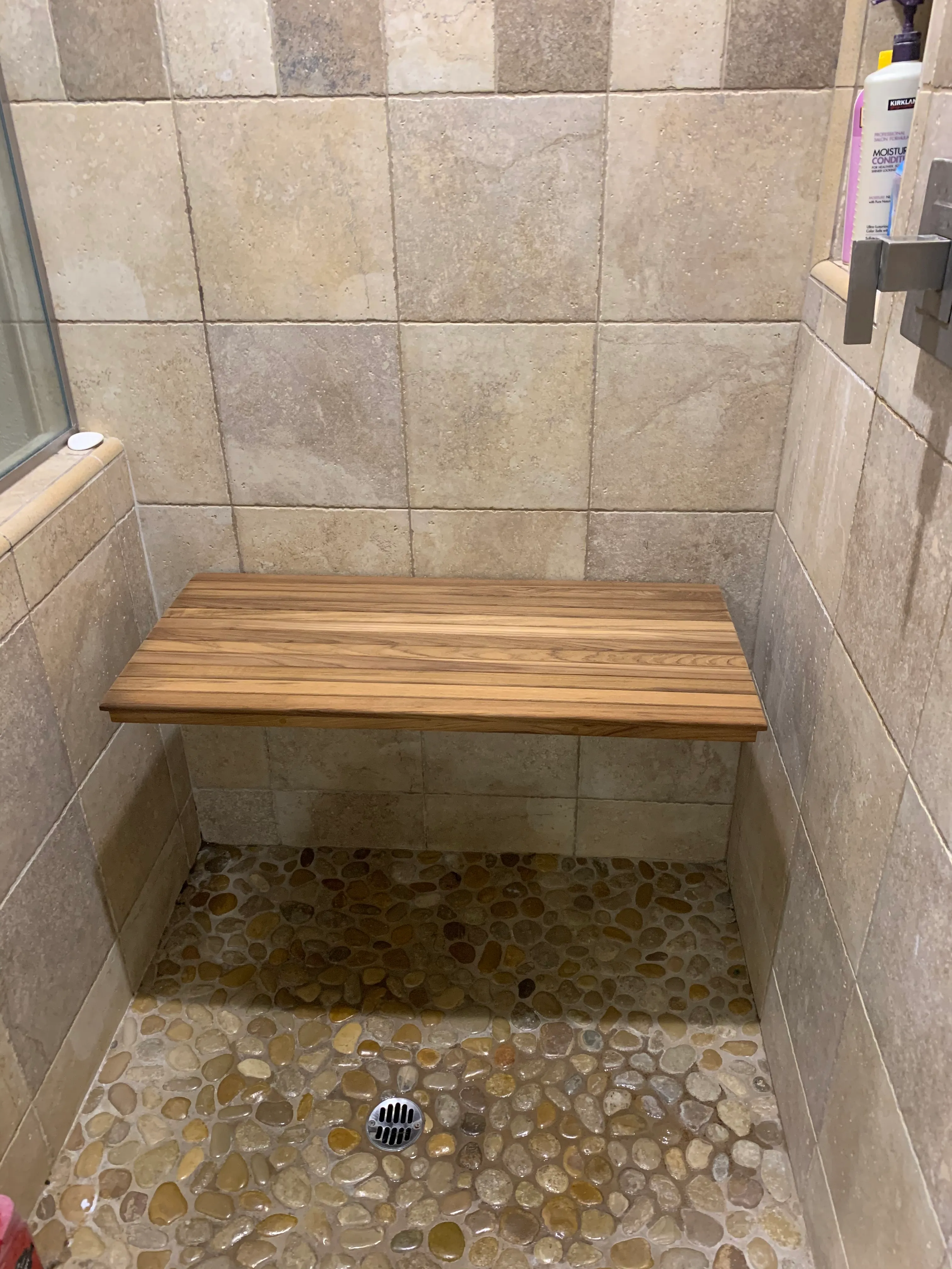36"W x 16.5"D Heavy Duty Wall Mount Fold Down Teak Shower Seat Burmese