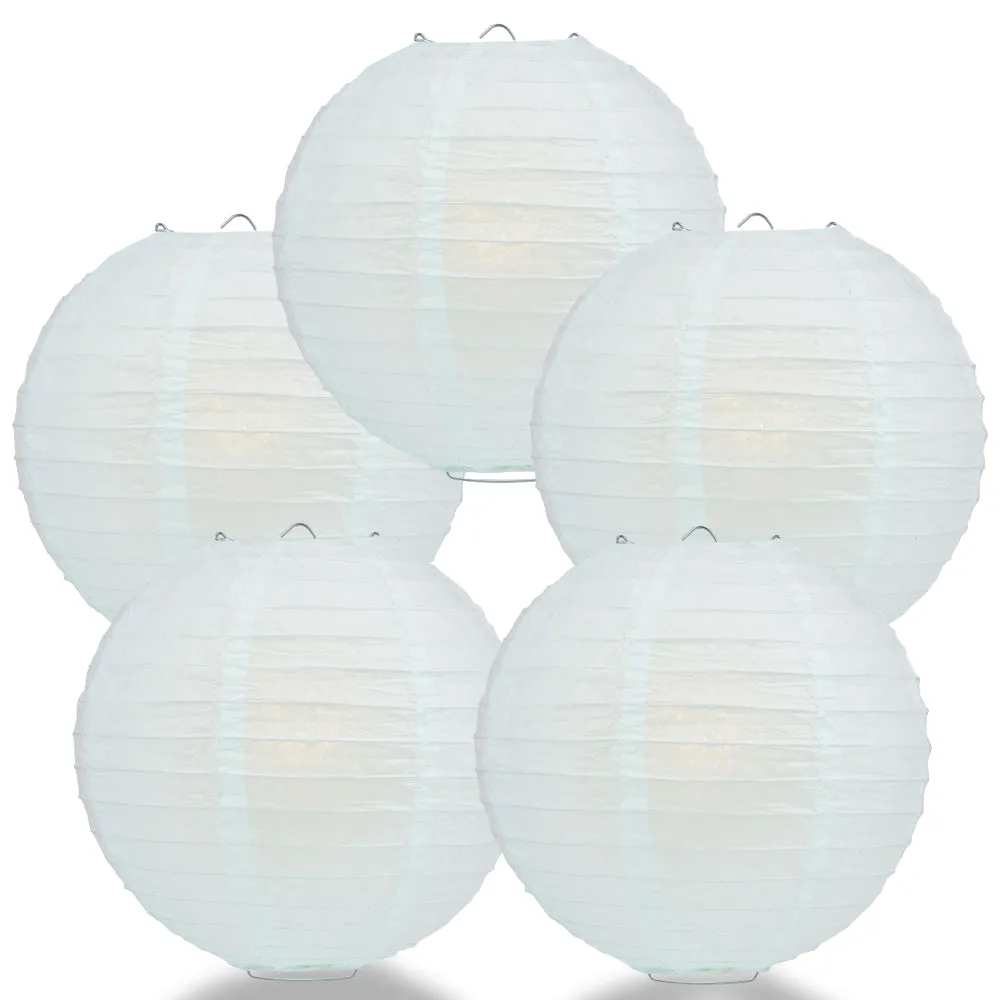 5 PACK | 12" Arctic Spa Blue Even Ribbing Round Paper Lanterns