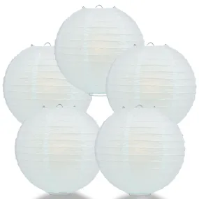 5 PACK | 12" Arctic Spa Blue Even Ribbing Round Paper Lanterns