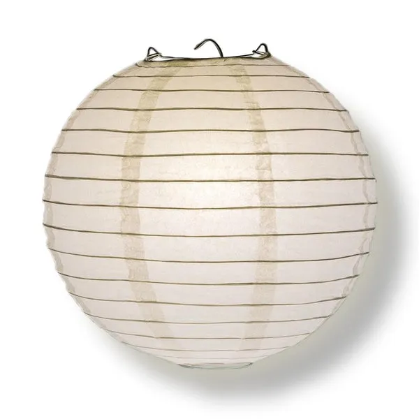 5-PACK 14" White Round Paper Lantern, Even Ribbing, Chinese Hanging Wedding & Party Decoration