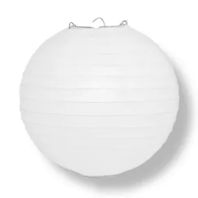 5-PACK 14" White Round Paper Lantern, Even Ribbing, Chinese Hanging Wedding & Party Decoration