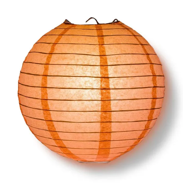5-PACK 20" Roseate / Pink Coral Round Paper Lantern, Even Ribbing, Chinese Hanging Wedding & Party Decoration