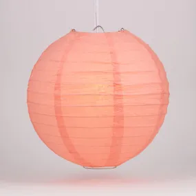 5-PACK 20" Roseate / Pink Coral Round Paper Lantern, Even Ribbing, Chinese Hanging Wedding & Party Decoration
