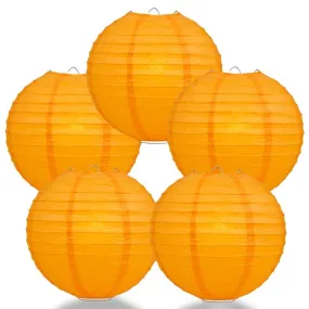 5-PACK 24" Orange Round Paper Lantern, Even Ribbing, Chinese Hanging Wedding & Party Decoration