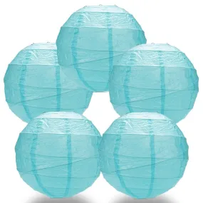 5-PACK 28" Baby Blue Round Paper Lantern, Crisscross Ribbing, Hanging Decoration
