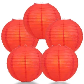 5-PACK 28" Red Jumbo Round Paper Lantern, Even Ribbing, Chinese Hanging Wedding & Party Decoration