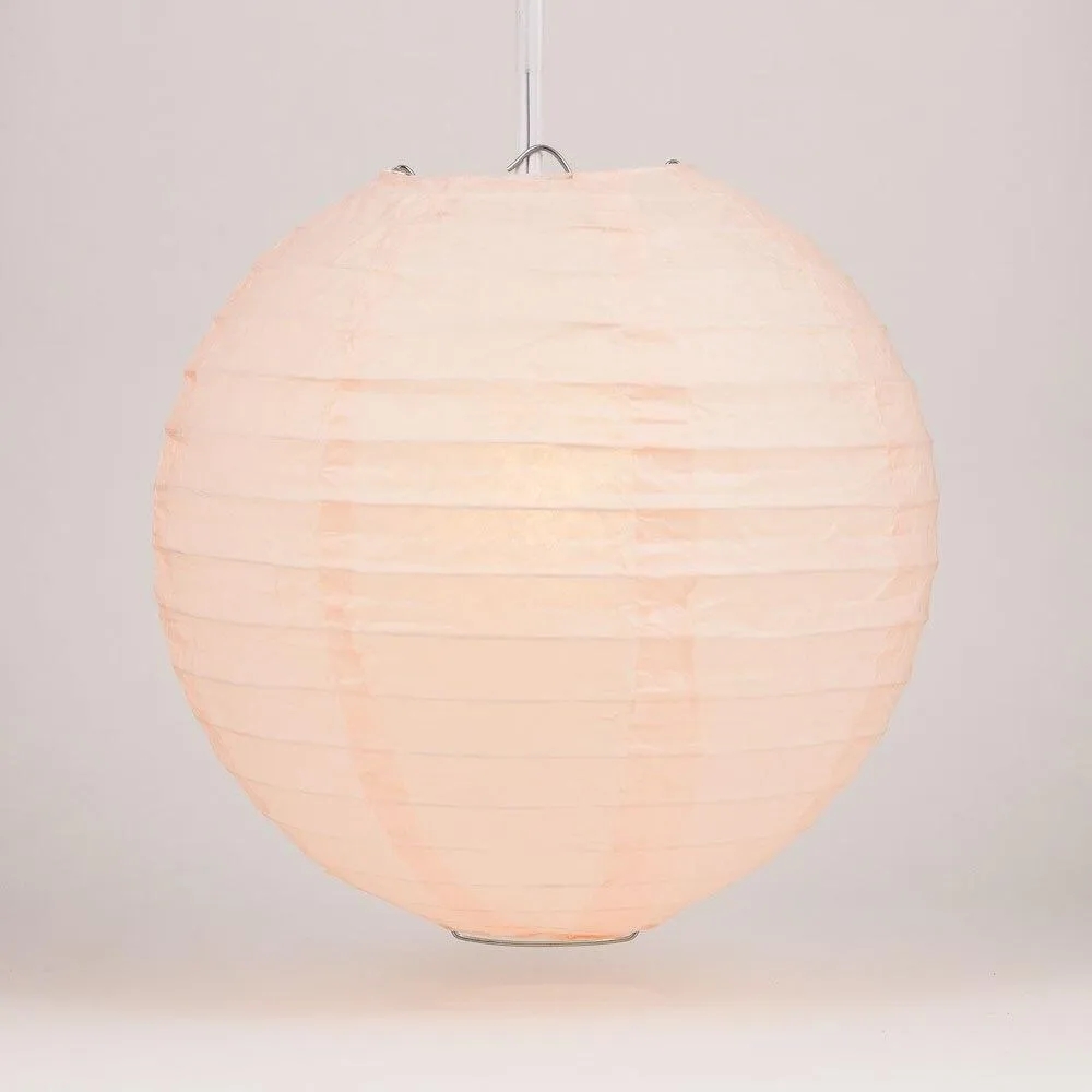 5-PACK 28" Rose Quartz Pink Jumbo Round Paper Lantern, Even Ribbing, Chinese Hanging Wedding & Party Decoration