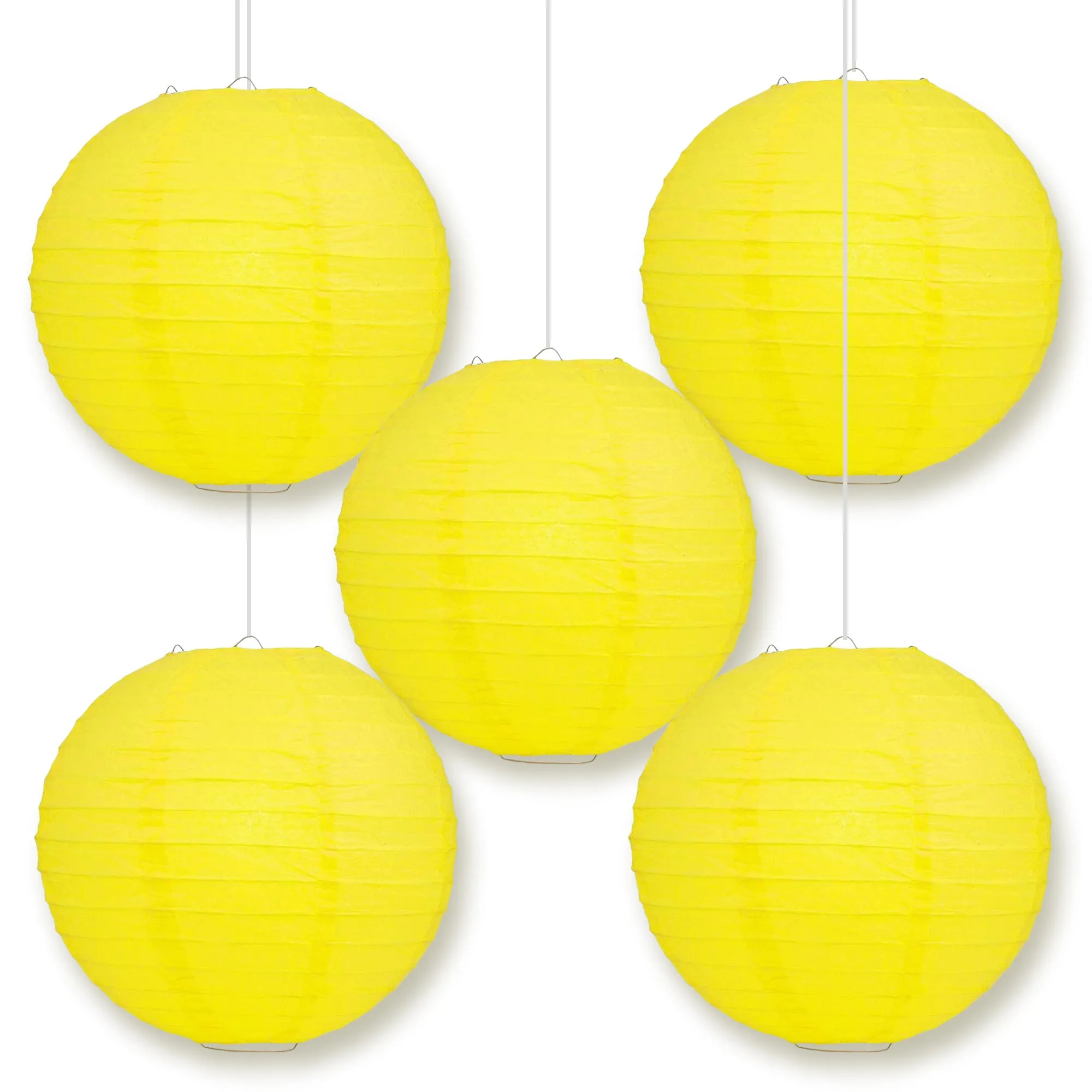 5-PACK 28" Yellow Jumbo Round Paper Lantern, Even Ribbing, Chinese Hanging Wedding & Party Decoration