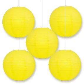 5-PACK 28" Yellow Jumbo Round Paper Lantern, Even Ribbing, Chinese Hanging Wedding & Party Decoration