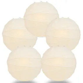 5-PACK 32" Ivory Round Paper Lantern, Crisscross Ribbing, Chinese Hanging Wedding & Party Decoration