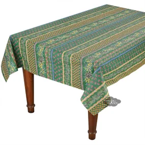60x84" Rectangular Olives Green Acrylic-Coated Cotton Provence Tablecloth by Le Cluny