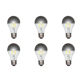 6W A19 LED - Silver Crown - Medium base - 2700K - 90 CRI - 120V - 6-Pack