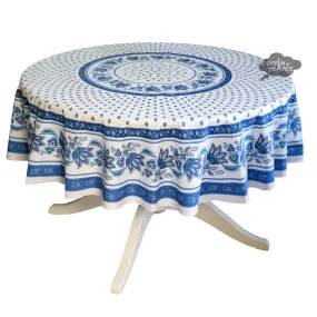 70" Round Lisa White French Country Tablecloth by Le Cluny