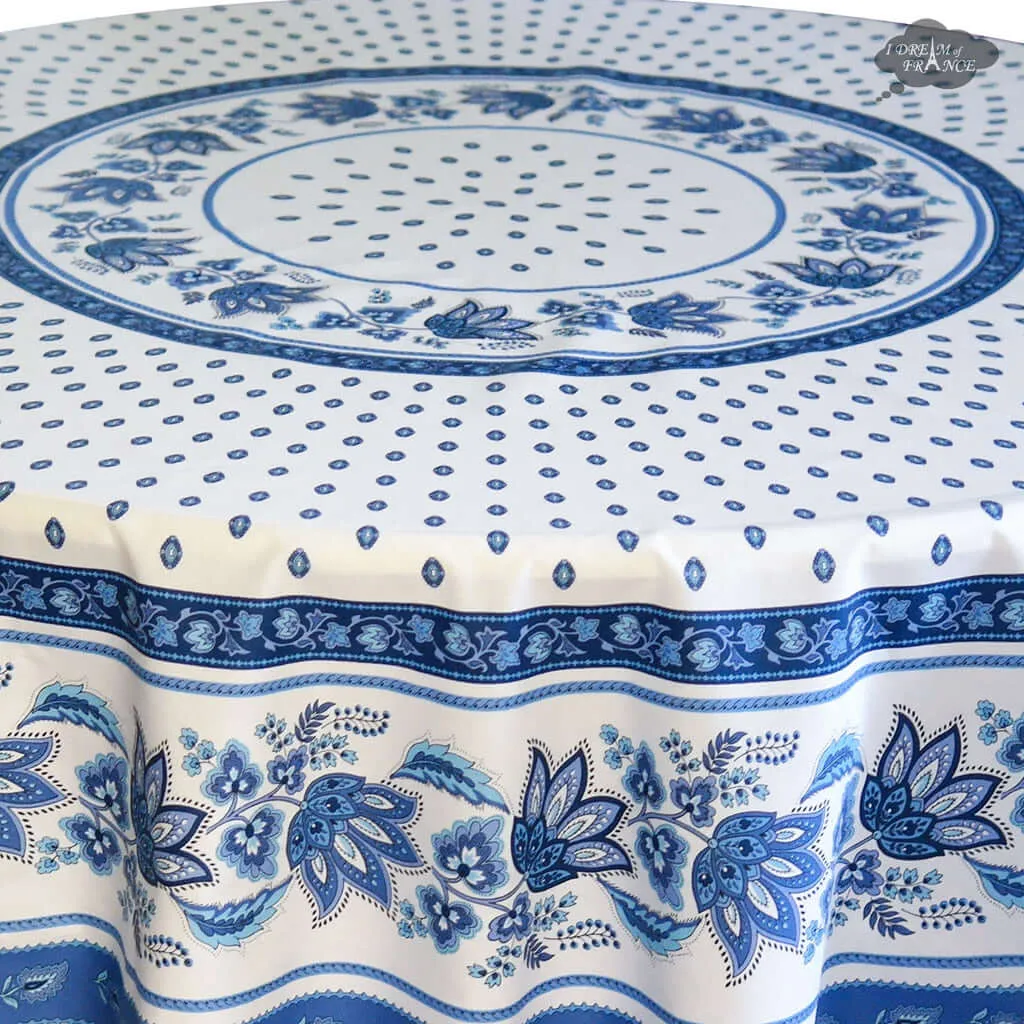 70" Round Lisa White French Country Tablecloth by Le Cluny