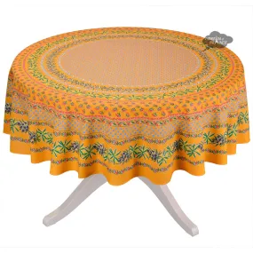 70" Round Olives Yellow Provence Tablecloth by Le Cluny