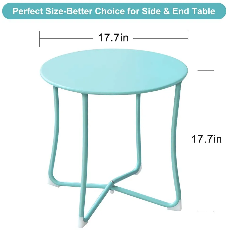 Amagabeli Metal Patio Side Table 18”x18” Weather Resistant Outdoor End Table Mint Green Model No. ET089