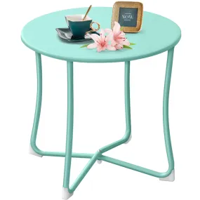 Amagabeli Metal Patio Side Table 18”x18” Weather Resistant Outdoor End Table Mint Green Model No. ET089