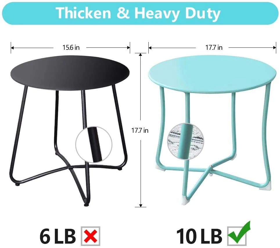 Amagabeli Metal Patio Side Table 18”x18” Weather Resistant Outdoor End Table Mint Green Model No. ET089